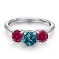 thumbnail image 3 of Gem Stone King 925 Sterling Silver London Blue Topaz and Red Created Ruby Engagement Ring for Women | 2.30 Cttw | Round 6MM | Gemstone November Birthstone | Size 5, 3 of 6