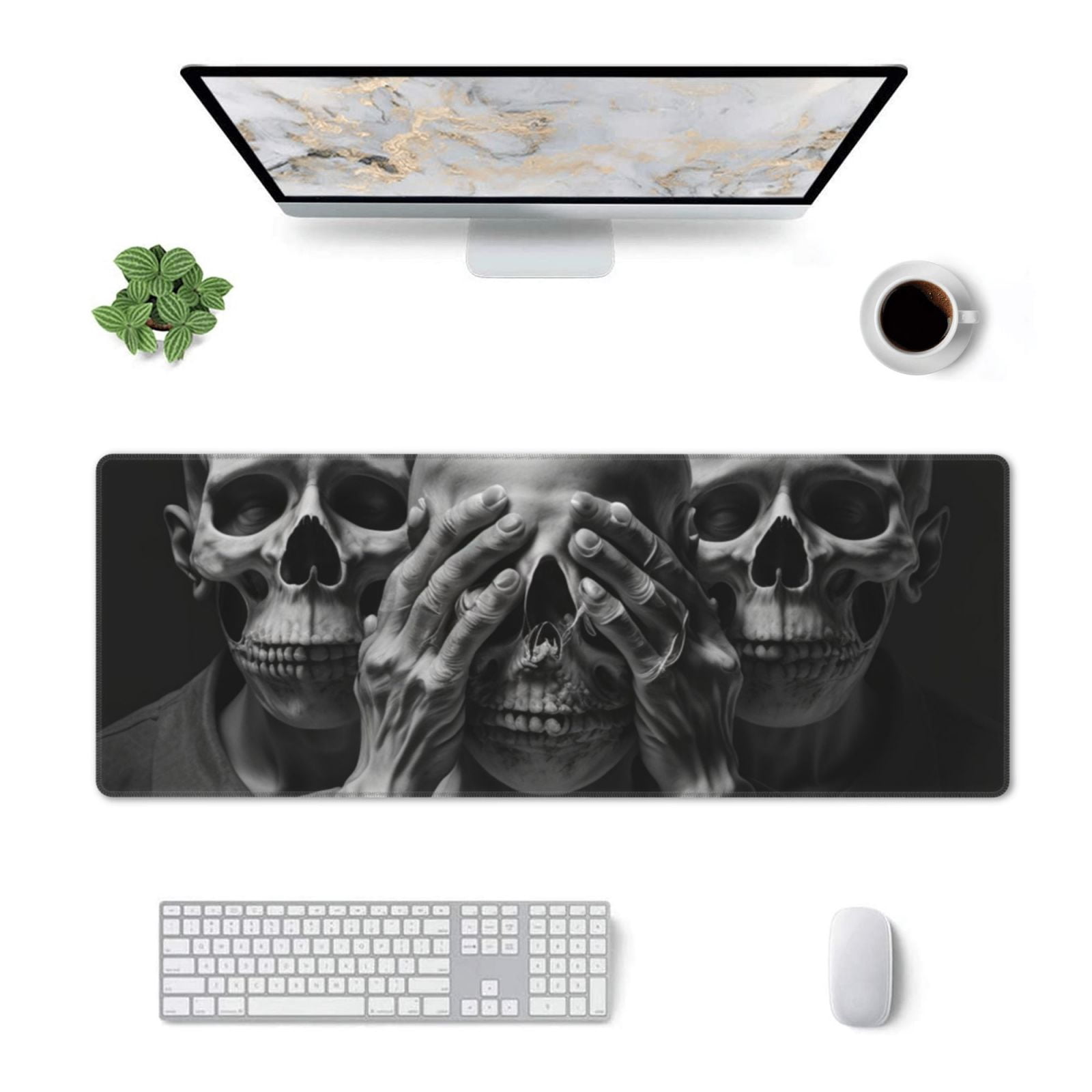 Death Skulls Gothic Skull Mouse Pad Extended Large Gaming Mousepad Non-Slip Rubber Big Keyboard Desk Mat 31.5 X 11.8 Inch