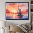 thumbnail image 2 of Designart "Sunset Palette Pastel Sailboat Silhouette III" Extra Large Transportation Framed Wall Art - Modern Orange Boat Sailing Hallway Framed Wall Art Decor, 2 of 7