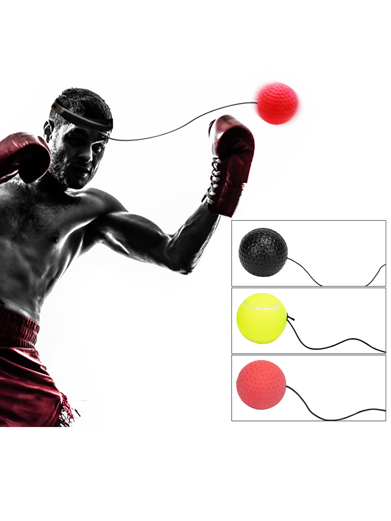 3X Boxing Punch Exercise Fight Ball With Head Band For Reflex Speed Training Box 