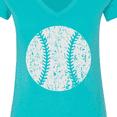 thumbnail image 4 of Inktastic Distressed Baseball in White Women's V-Neck T-Shirt, 4 of 5