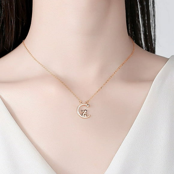 mtvxesu Womens Necklaces, Cute Rabbit Necklace Animals Star Collar Chain Design Sense Star Rabbit Necklace Cross Necklaces for Men Custom Necklaces for Women Summer Savings