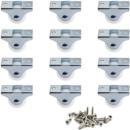 Luomorgo 12 Pack Roulettes de 1 Po Roulettes Rigides Fixes Non Pivotantes avec Plaque Supérieure en Métal Roulettes en Plastique Dur pour Meubles, Argent