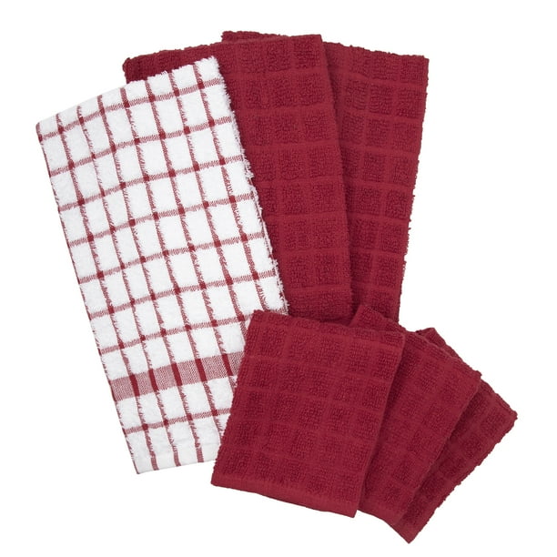 Ritz Terry Kitchen Towel and Dish Cloth Set, 95583A Paprika 100