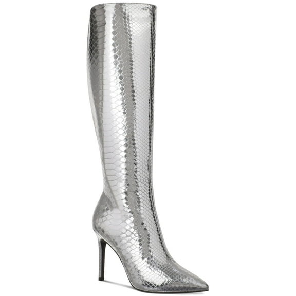 I.N.C. International Concepts Womens Rajel Wide Calf Dress Boots Silver 6.5M WC