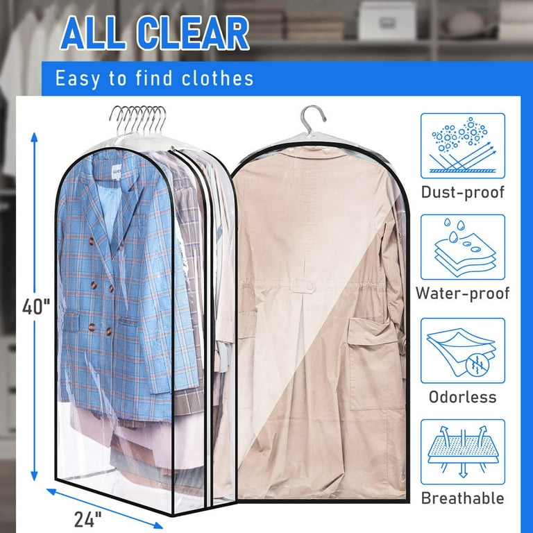 MISSLO 10 Gusseted All Clear Garment Bags, 40 Suit Bags for Closet  Storage Hanging Clothes, Shirts, Coats, Dresses, 3 Packs