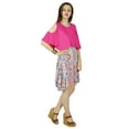 thumbnail image 5 of Bimba Women Multicolor Rayon Short Shift Dress With Pink Poncho Top, 5 of 5