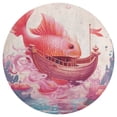thumbnail image 3 of Ocean Mermaid Coral Washable Round Rug -Circle Area Rugs for Nursery Bedroom, Vintage Non Slip Non Shedding Low Pile Carpet for Living Room Coffee Table Entryway, 3 of 7
