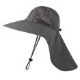 thumbnail image 4 of Waterproof Wide Brim Fishing Hat with Neck Flap Breathable Outdoor Sun Protection Cap for Hiking Dark Gray, 4 of 4