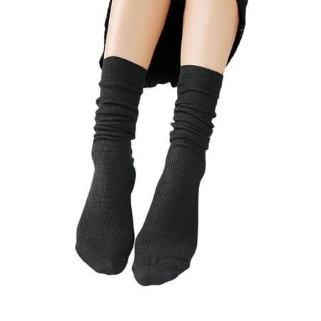 

Women Ribbed Socks Cotton Stocking Solid Color Long Tube Pile Socks Boot Socks