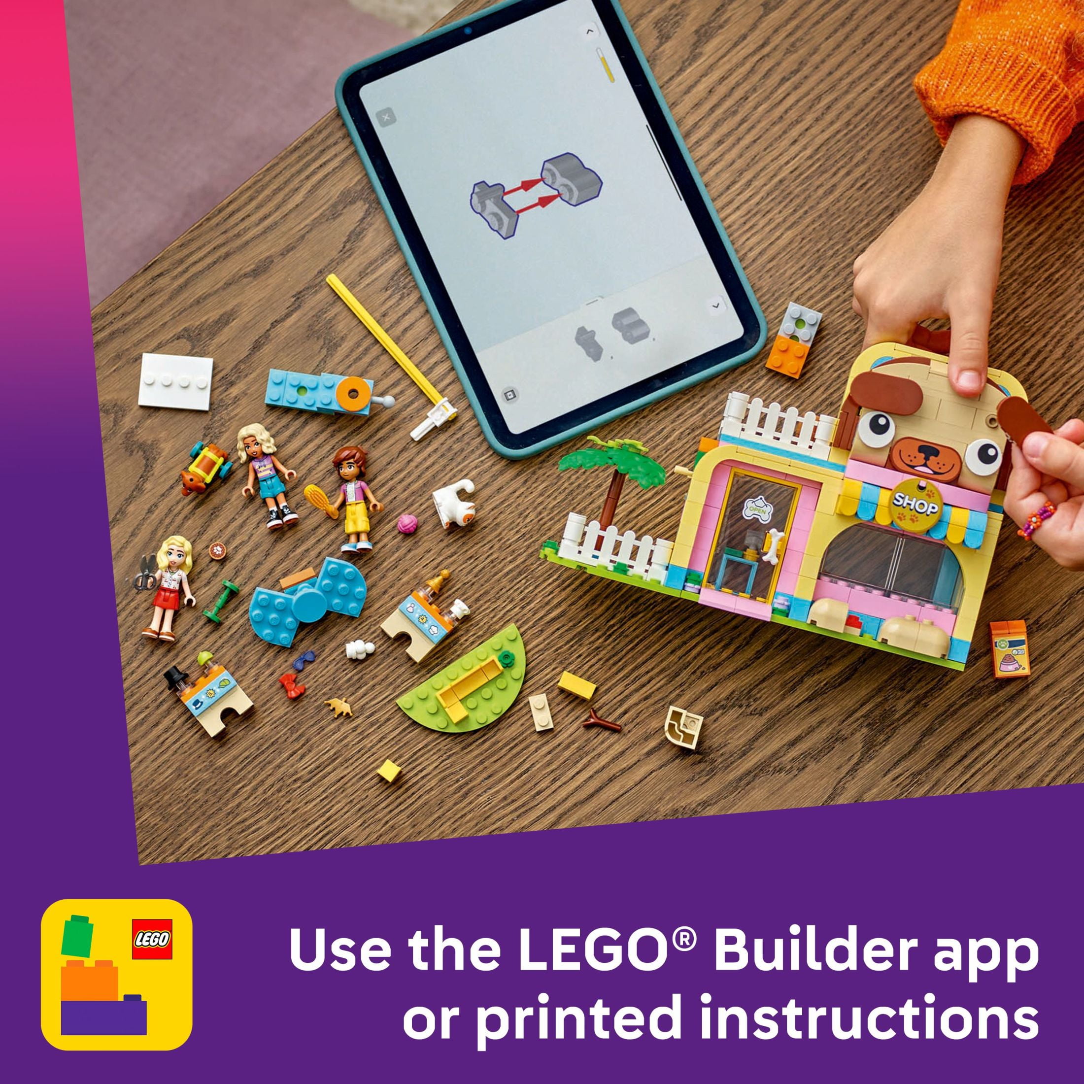 LEGO Friends Pet Accessories Shop Pretend Play Set - Building Toy for Kids, Girls and Boys, Ages 6+ - Gift for Kindergarten Graduation - with 3 Minidolls, Toy Dog, Cat, & Rabbit - 42650