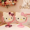 thumbnail image 3 of Sanrio-Espejo de tocador de Hello Kitty para niñas, espejo de mano con diamantes de imitación brillantes de dibujos animados, regalo de belleza para niñas, Rosa, 3 of 4