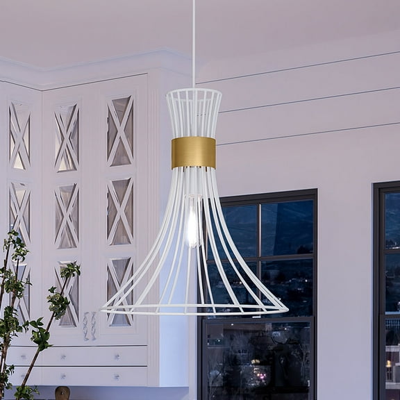 Luxury Mid-Century Modern Pendant, 16H x 18W, with Modern Style, Matte White, UHP4350 by Urban Ambiance