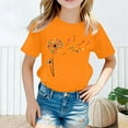 thumbnail image 2 of LUOGENLI T-Shirt pour Filles, Mode Mignonne Imprimée, Col Rond, Manches Courtes, T-Shirt Décontracté d'Été, Hauts Doux pour Filles, Denim Orange 2-4 Ans, 2 of 5