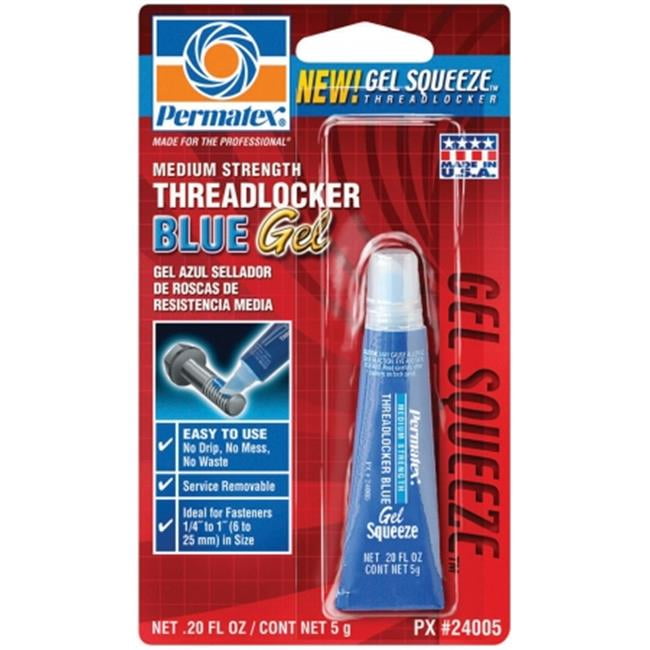 Permatex 24005 Medium Strength Threadlocker Blue Gel, 5 G Gel Squeeze Tube Pack