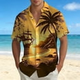thumbnail image 2 of Mens Shirts Short Sleeve Stylish Print Business Clothes for Men,Yellow,XL, 2 of 5