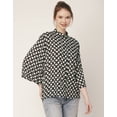thumbnail image 3 of Moomaya Printed Oversize Top For Women, Full Bell Sleeve, Button Down Shirt Top, 3 of 8