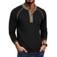 thumbnail image 2 of hotojiny Men's Henley Shirts Fall Vintage Long Sleeve Casual Classic Tee Big and Tall Mens Button Work T-Shirts, 2 of 7