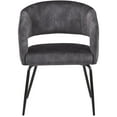 thumbnail image 4 of LeisureMod 7-Piece Dining Set with Glass Top Table, Golden Steel Base, and Upholstered Open-Back Chairs in Velvet, Modern Dining Room Furniture Voren Collection in Charcoal, 4 of 13