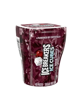 Ice Breakers Ice Cubes Black Cherry Sugar Free Chewing Gum, Bottle 3.24 oz, 40 Pieces