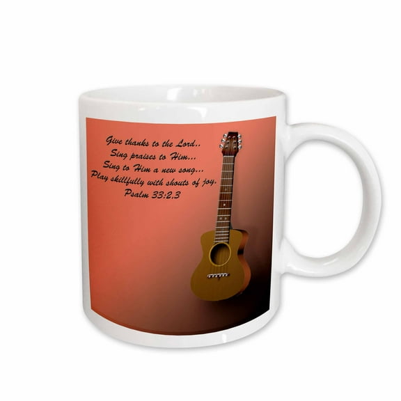 3drose, Classic Guitar and Bible Verse Sing to the Lord a New Song, 11oz Mug
