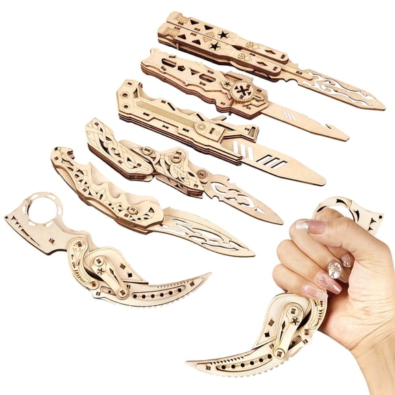 3D Wooden Puzzle for Adult, 6 Pack Wooden Knife Kit, Mechanical Knife DIY Building Model Toy for Game Lovers, Hobbyists Men,Puzzle Fans Ages 12 