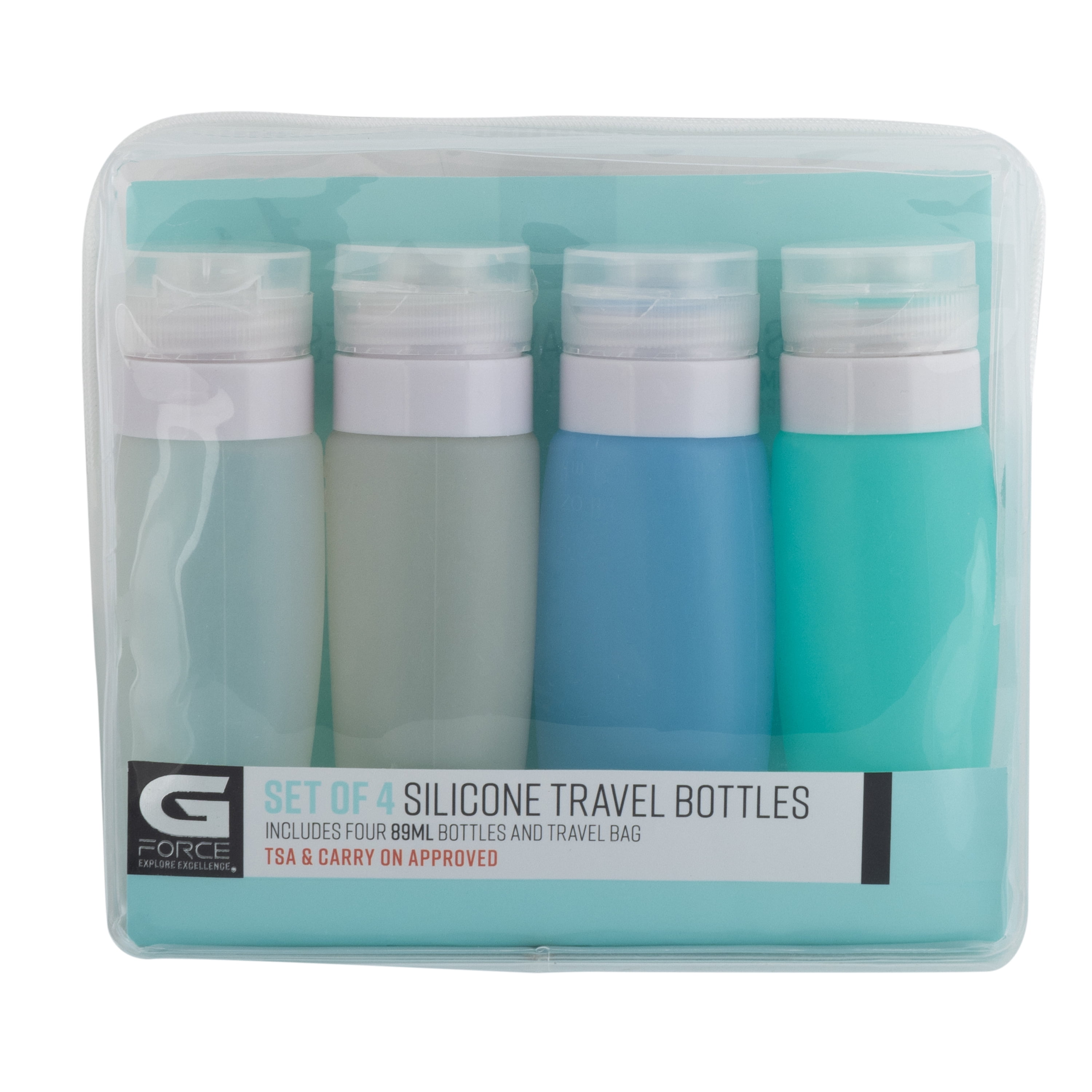 Protege Silicone Travel Bottles Set with EVA Bag - 4 Pack