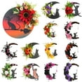 thumbnail image 5 of Hariumiu Decor Halloween Door Hanging Halloween Moon Cat Garland with Flower Festive Door Hanging Decoration Variety of Styles, 5 of 8