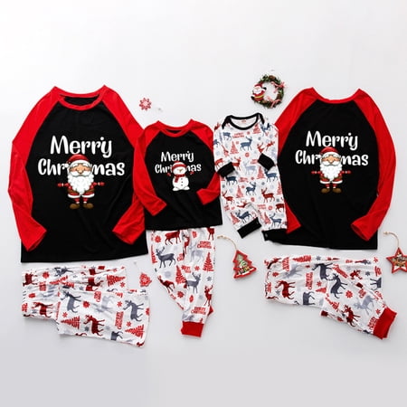 

Jialili Christmas Baby Kids Child Printed Top+Pants Xmas Family Matching Pajamas Set Black XS