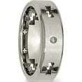 thumbnail image 5 of Titanium Brushed & Polished 1/20Ct Diamond Cross Cut Out 7mm Band (Size 8) Made In China tb264aa-8, 5 of 5