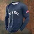 thumbnail image 2 of FINALGANG Mens Long Sleeve Crewneck TShirts With Letter American Flag Print Slim Fit Casual Sporty Tees For Summer Daily Wear Blue L, 2 of 3