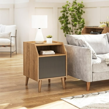Novogratz Magnolia End Table, Walnut/Black