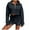 Black, variant on ATOYSOY Women's Tracksuits Tops Drawstring Shorts Turn Down Collar Lounge Sets Fall Casual Two Piece Lined Outfits Activewear Quarter Zipper Sweatsuits Black L