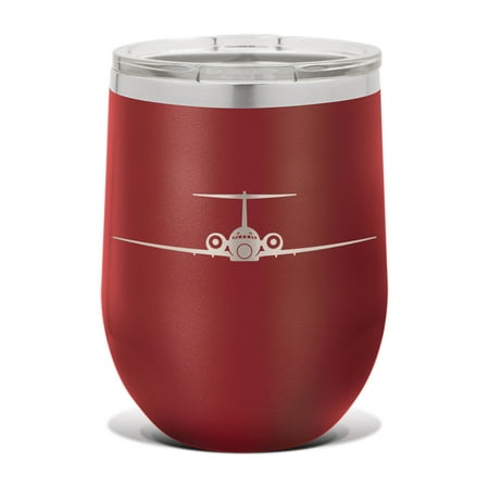 

717 Wine Tumbler 12 oz - Laser Engraved - Polar Camel - Stainess Steel - Vacuum Insulated - Double Walled - Wine Glass - Stemless - Drinkware Clear Lid - airliner md-95 md95 - Maroon