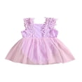 thumbnail image 1 of Bébé Filles Romper Robe Dentelle Fleur Maille Tulle Jupe Ourlet Combinaisons d'Été Bodysuits, 1 of 5