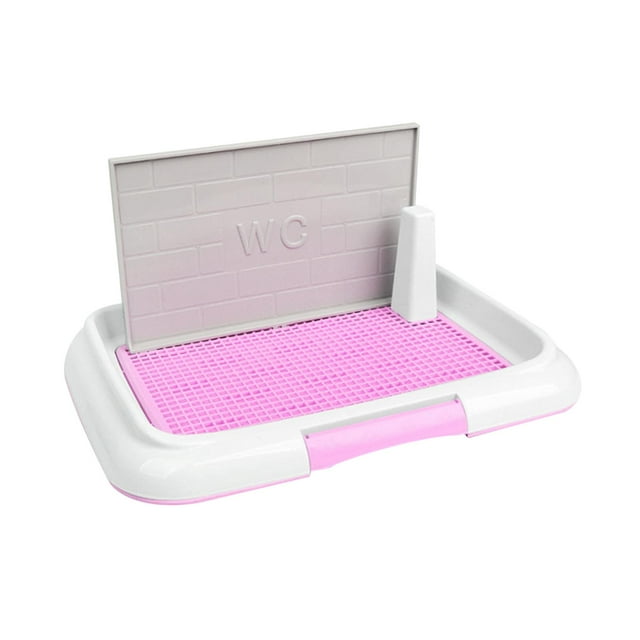 Rejillas de malla para inodoro para perros, inodoro de Entrenamiento de mascotas con pared de protección y poste extraíble, orinal para perro, soporte Rosa