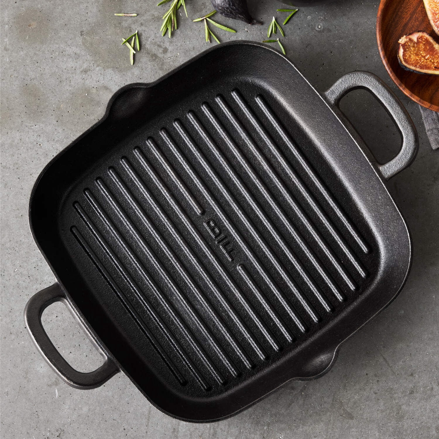 GreenPan x Bobby Flay Cast Iron Pre-Seasoned 11” Square Grill Pan, Helper Handles, Professional Grade Heavy Duty, Induction Suitable, Versatile Stovetop, Oven, BBQ & Fire, Indoor/Outdoor Use, Black
