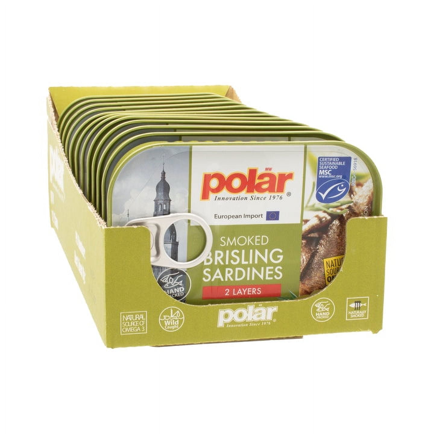 MW Polar Smoked Brisling Sardines in Olive Oil, 3.52 oz Can, Wild Caught (Pack of 12)