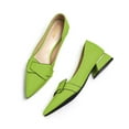 thumbnail image 2 of YDN Women Fashion Pointed Closed Toe Block Low Heel Pumps Slip On Flats Shoes Office Daily Shopping Size 16 Green, 2 of 4