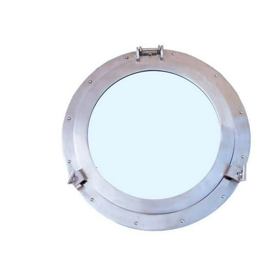 Handcrafted Decor MC-1965-20-BN-M Brushed Nickel Deluxe Class Decorative Ship Porthole Mirror- 20 in.