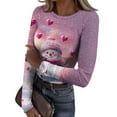 thumbnail image 2 of Christmas Graphic T-Shirt for Women Long Sleeve - Soft Slim Fit Crewneck Top, Cute Holiday Print Casual Tee, 2 of 7