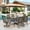 Beige, variant on MF Studio 8-Piece Outdoor Patio Dining Set with 13ft Blue Umbrella, 59" Metal Patio Table and Textilene Chairs(2 Swivel, 4 Dining Chairs) for 6 People, Black & Brown-gray