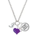 thumbnail image 1 of Delight Jewelry Silvertone Number - 3 - Purple Heart Nurse Strong Zoe Necklace, 1 of 4