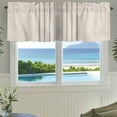 thumbnail image 3 of Grey Striped Farmhouse Short Window Curtain Valances, Beige Geometric Modern Minimalist Rod Pocket Kitchen Valances for Living Room Bedroom Bathroom Cafe 60" x 18", 3 of 8