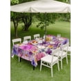 thumbnail image 4 of Outdoor Tablecloth with Umbrella Hole for Patio/Picnic/Party/Camping, Farmhouse Flowers Waterproof Table Cloth Rectangle Table Cover Washable, Spring Watercolor Purple Pink Floral Beige (52"x 70"), 4 of 8