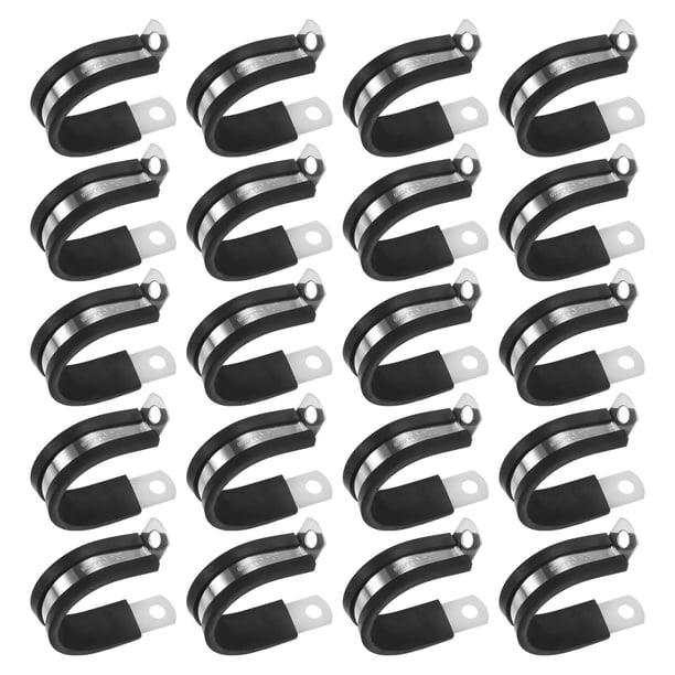 Uxcell 20 Paquete de Abrazaderas de Cable 30 mm Acero Inoxidable 304 Goma Forma R para Tubo