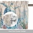 thumbnail image 6 of Summer Marine Life Valance Curtain for Windows Ocean Sea Turtle Starfish Coral Coastal Retro Rod Pocket Curtain Valances Short Window Treatments for Kitchen Bathroom Laundry Basement 42 x 12 Inch, 6 of 9