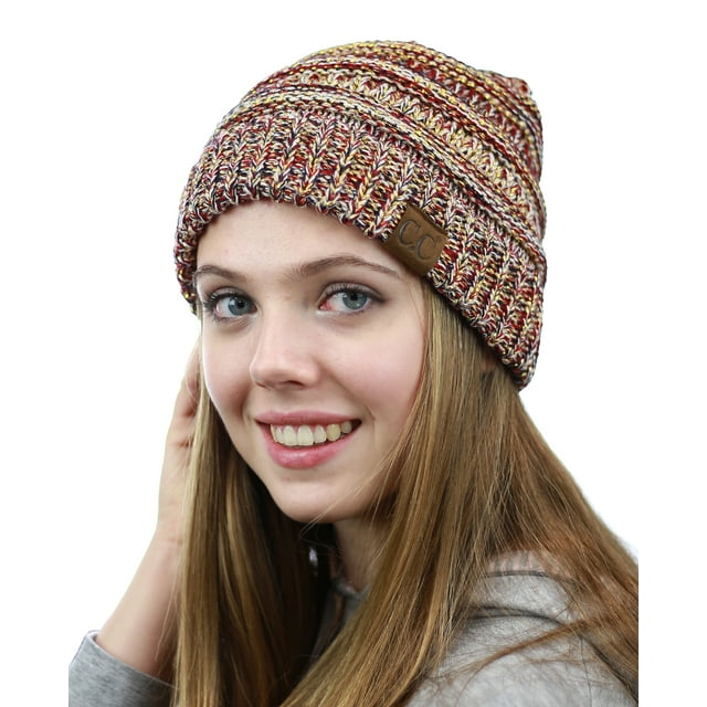 Bonnet Tricoté Extensible Doux et Chaud 20a-Mélange Or Métallique