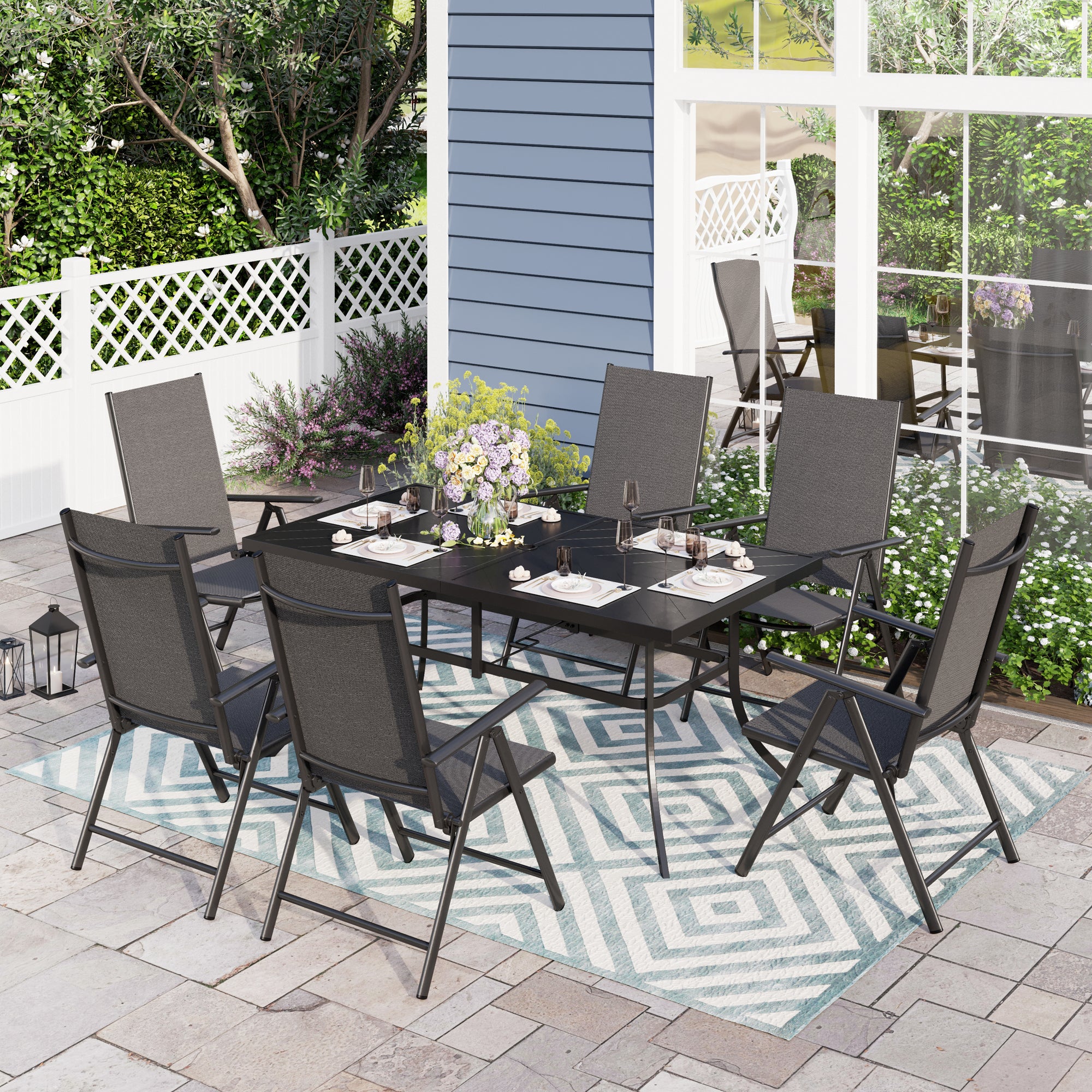 Sophia & William 7 Piece Patio Outdoor Dining Set Adjustable Folding