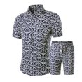 thumbnail image 7 of Awdenio Mens Floral Hawaiian Outfits 2 Piece Button Down Short Sleeve Shirt and Shorts Sets, 7 of 7